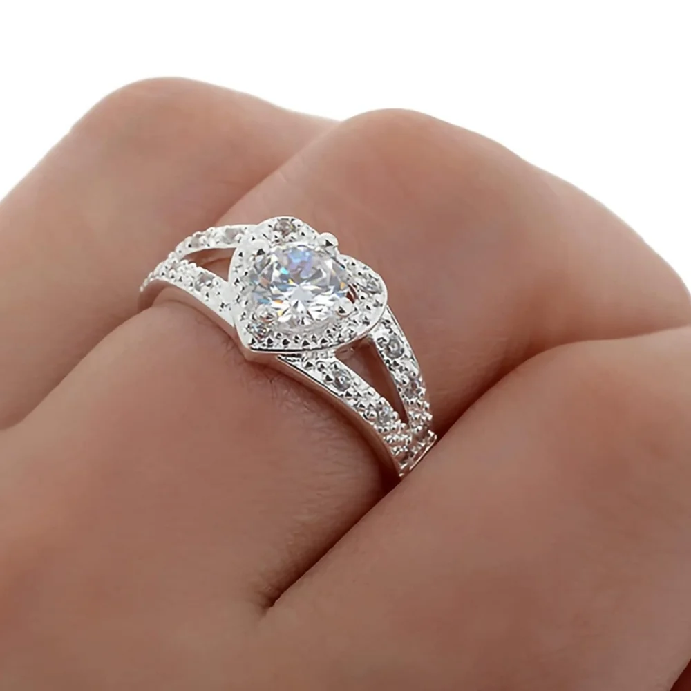 Beautiful Heart Cubic Zirconia Silver Ring
